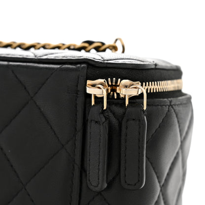 Chanel Lambskin Quilted Pearl Crush Small Vanity Case With Chain Black 12 of 13