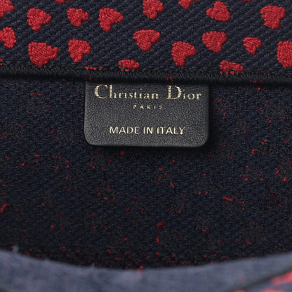 Christian Dior Canvas Embroidered Pop Heart I Love Paris Medium Book Tote Red Multicolor 6 of 14