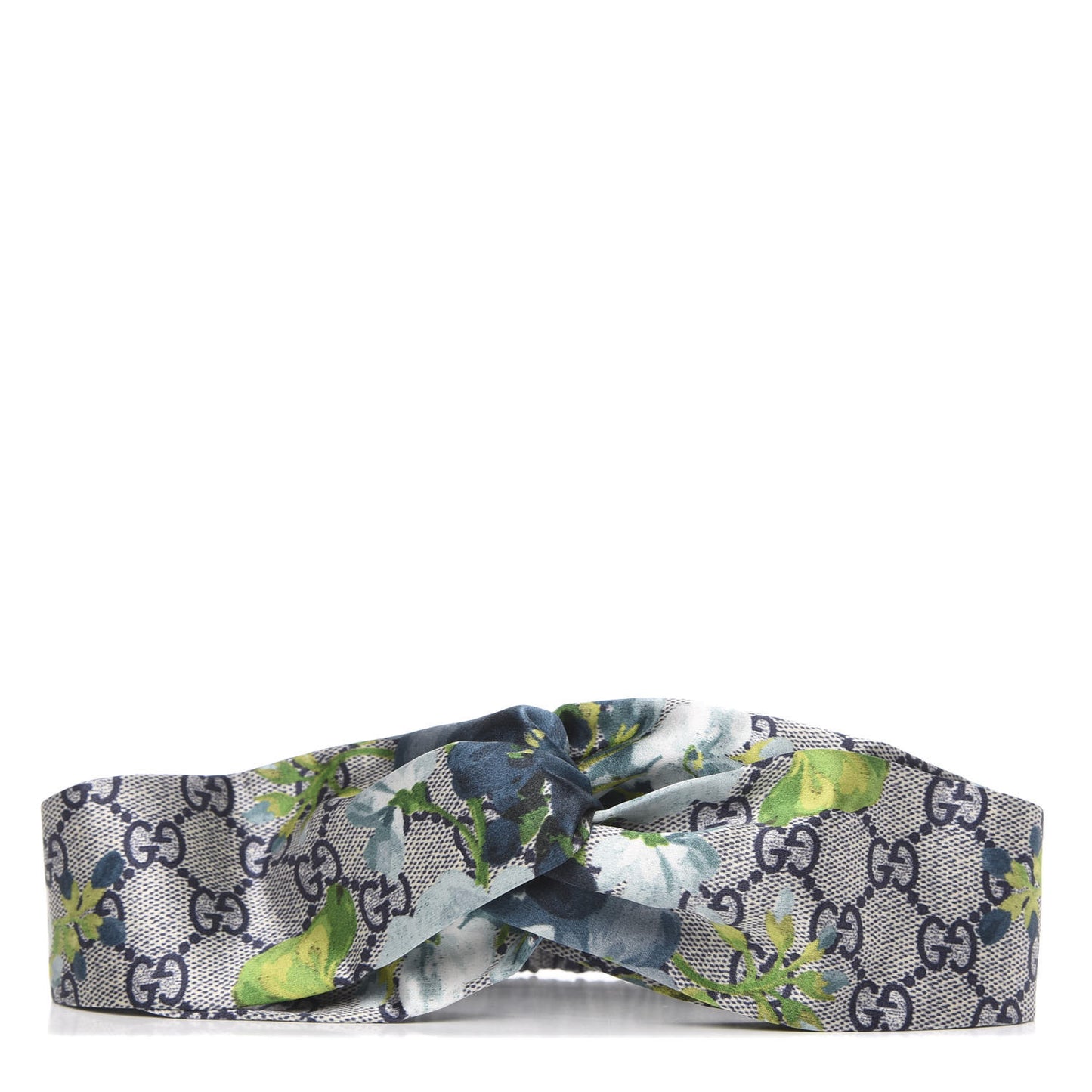Silk Monogram Blooms Print Headband Blue
