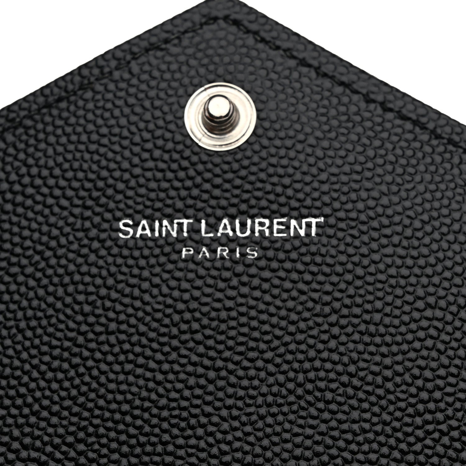 Saint Laurent Grain De Poudre Matelasse Chevron Monogram Envelope Chain Wallet Black 6 of 11