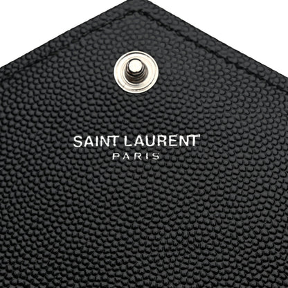 Saint Laurent Grain De Poudre Matelasse Chevron Monogram Envelope Chain Wallet Black 6 of 11