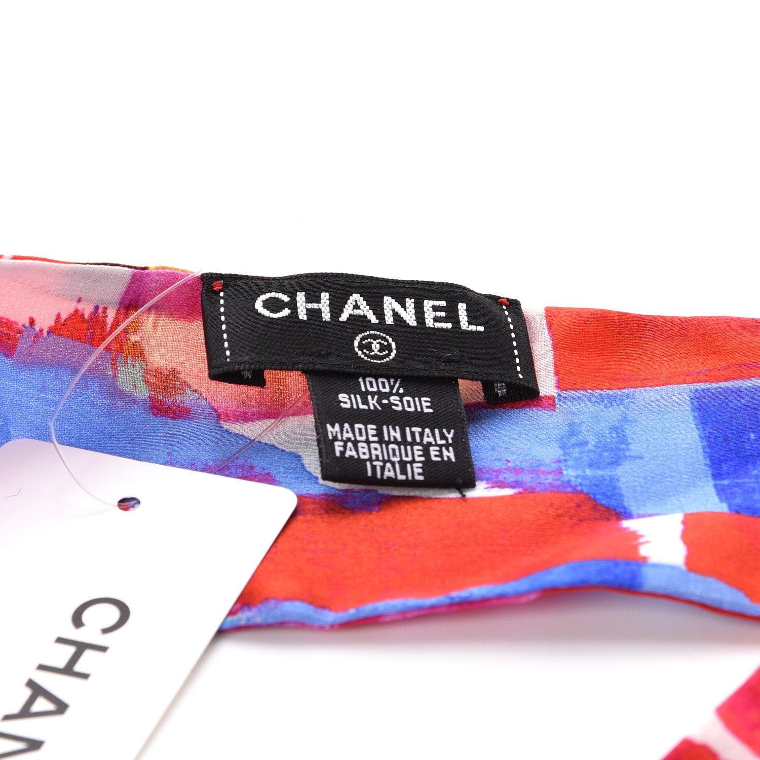 Chanel Silk Slim Bandeau Scarf Blue Red 3 of 5