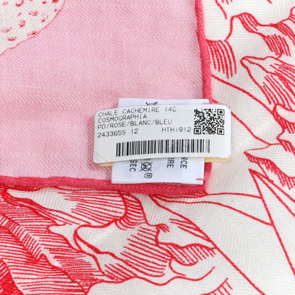 Hermes Cashmere Silk Cosmographia Universalis Shawl 140 Rose White Bleu 6 of 6