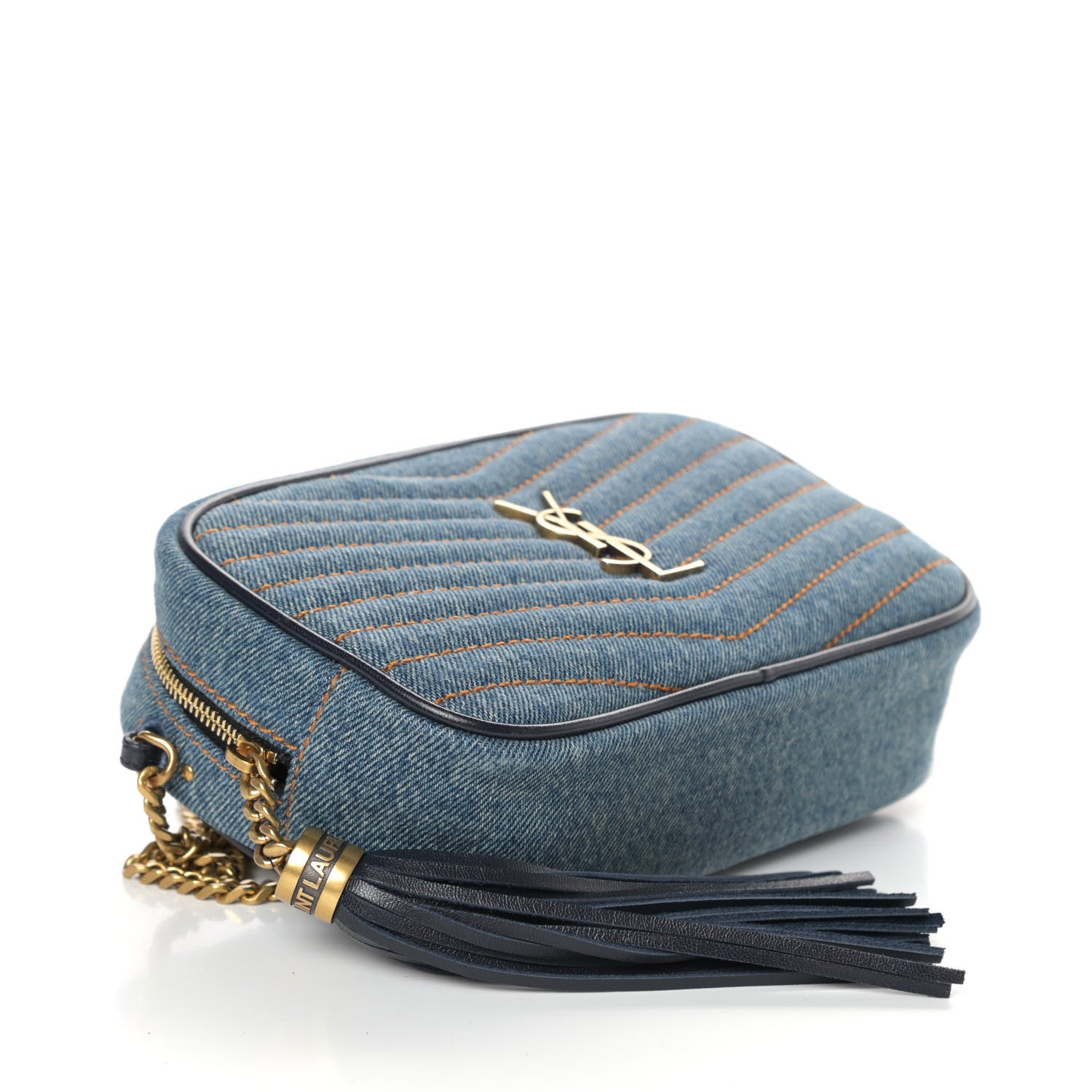 Saint Laurent Denim Matelasse Monogram Mini Lou Camera Bag California Blue 4 of 9