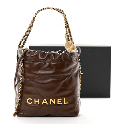 Chanel Shiny Calfskin Quilted Mini Chanel 22 Brown 11 of 11