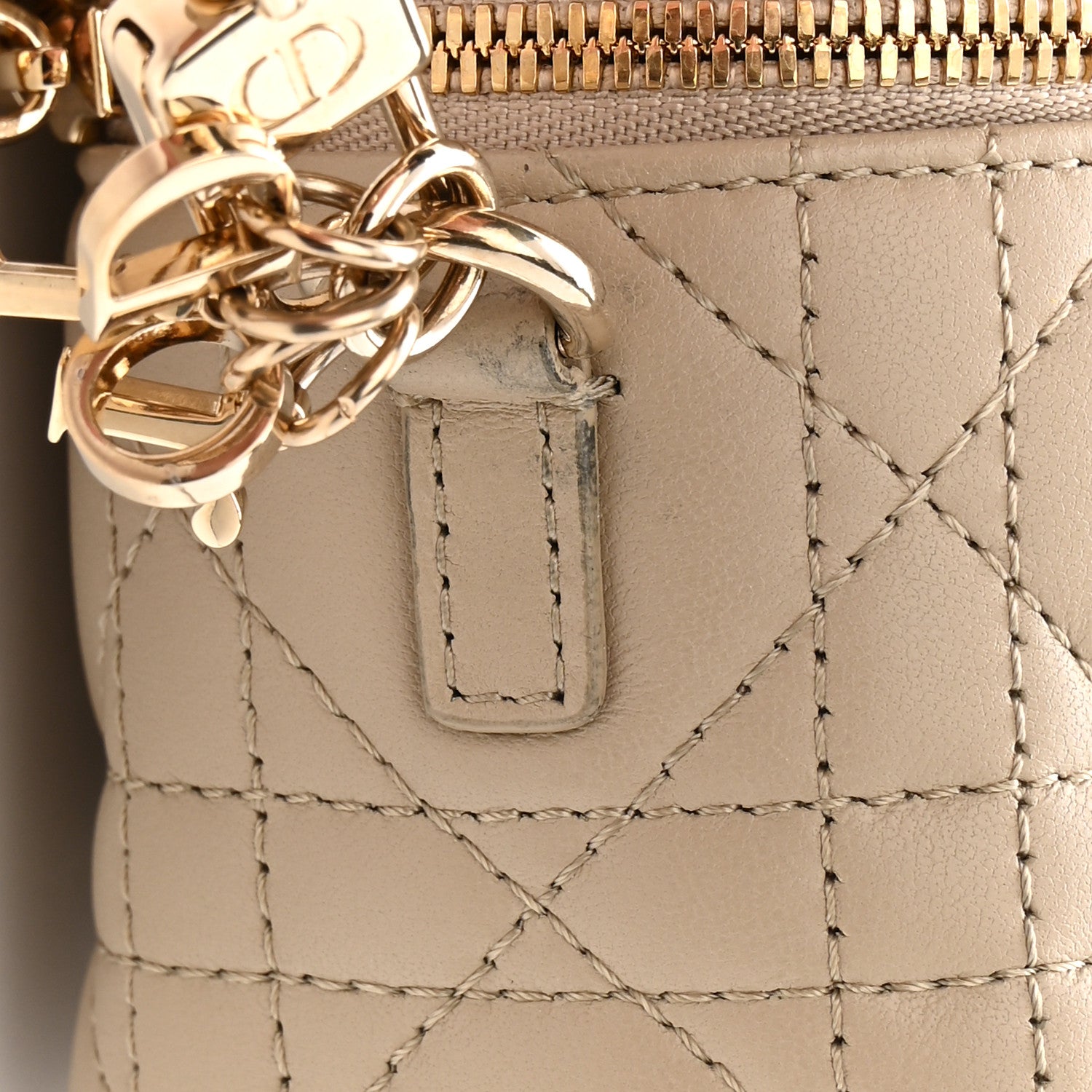 Christian Dior Lambskin Cannage Micro Lady Dior Vanity Case Beige 10 of 11