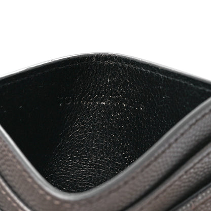 Saint Laurent Grain De Poudre Matelasse Chevron Monogram Credit Card Case Coal 7 of 11