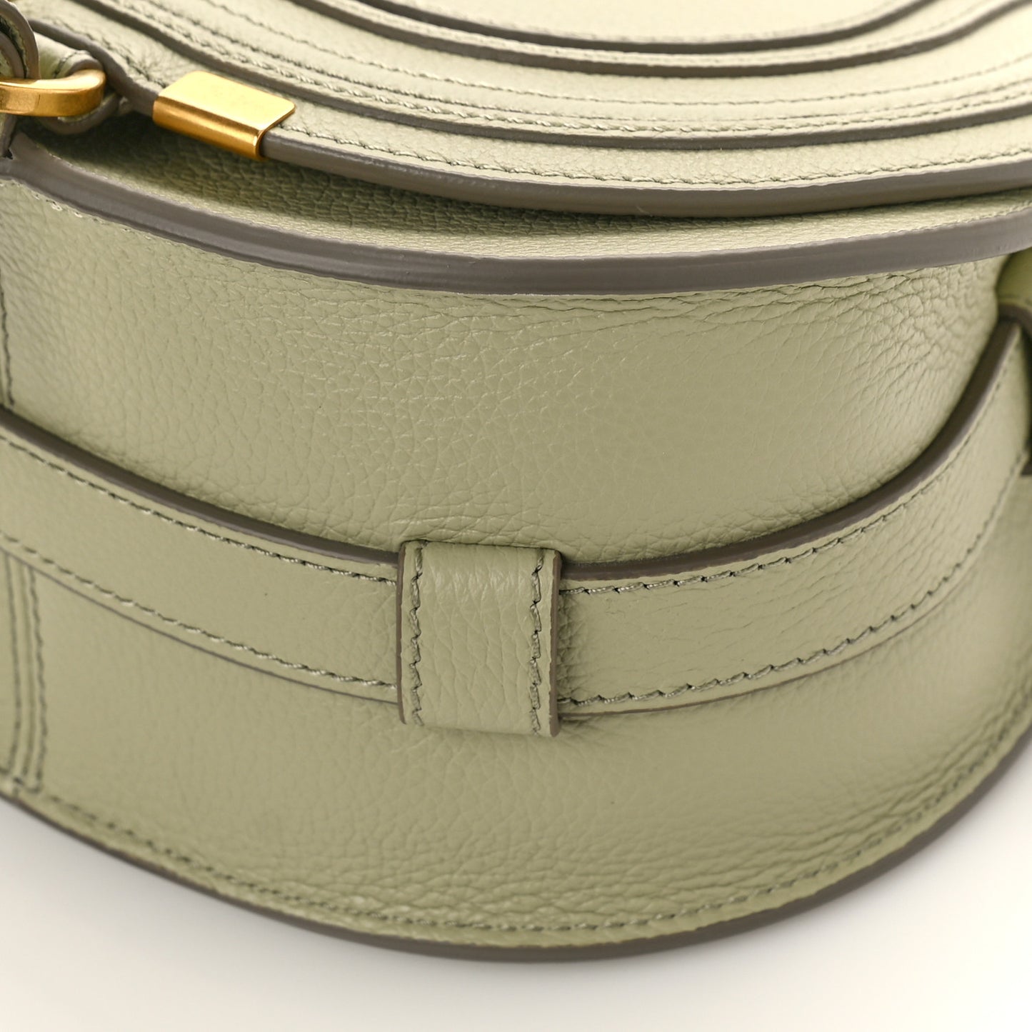 Grained Calfskin Small Marcie Saddle Bag Faded Green