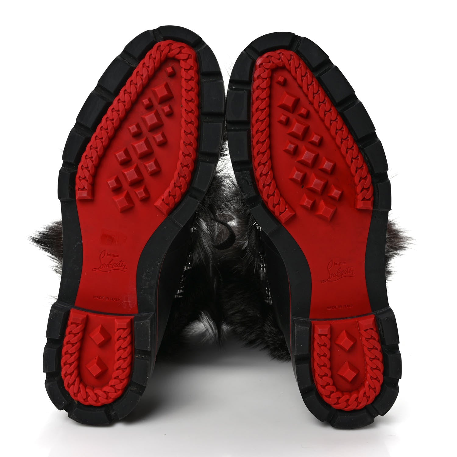 Christian Louboutin Calfskin Fur Mens Snow Black Flat Hiking Boots 43 Black 5 of 8