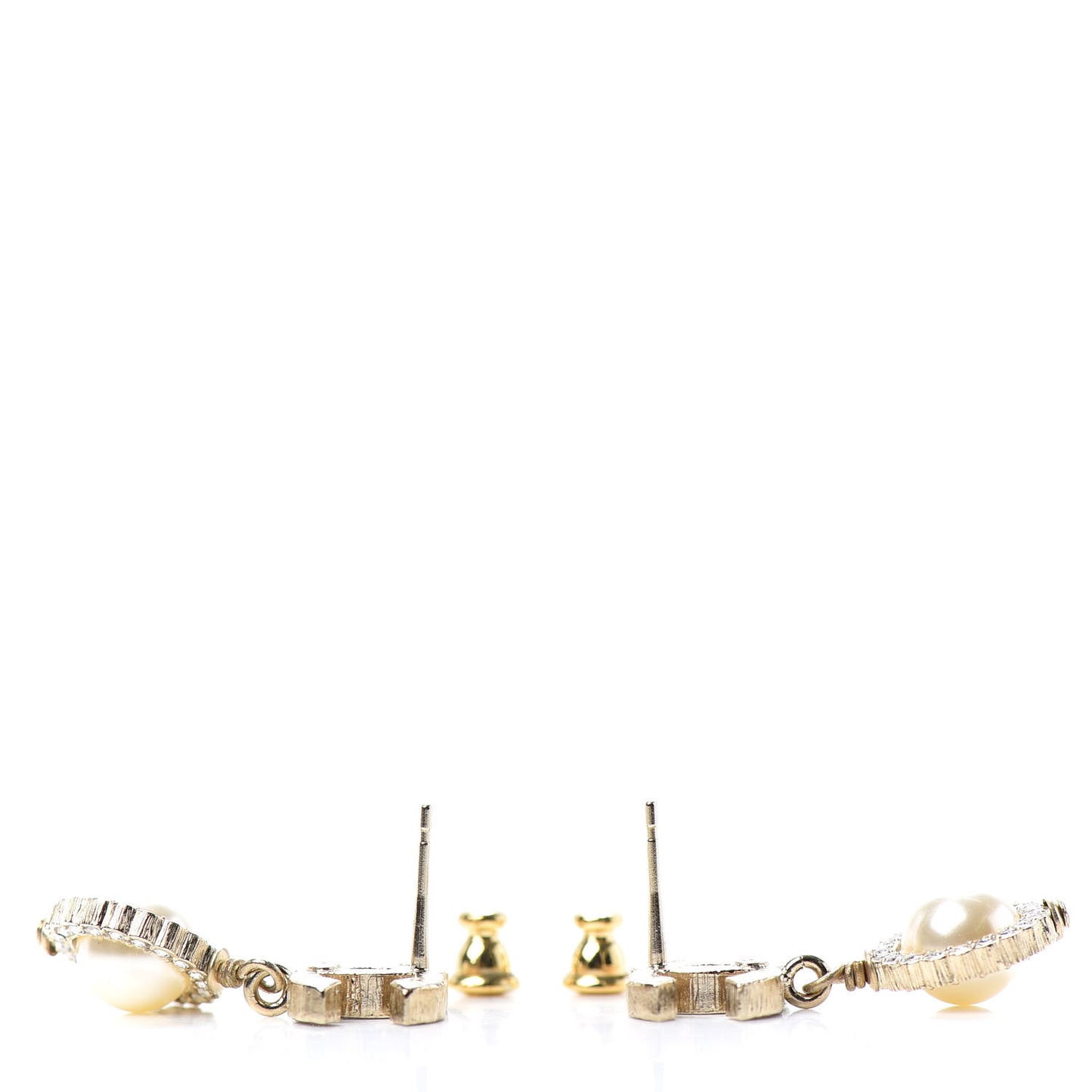 Crystal Pearl Pearls Coronation CC Drop Earrings Gold