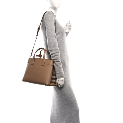 Burberry Derby Calfskin House Check Medium Banner Tote Camel 2 of 9