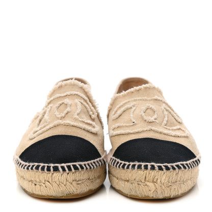 Chanel Linen CC Espadrilles 38 Beige Black 1 of 13