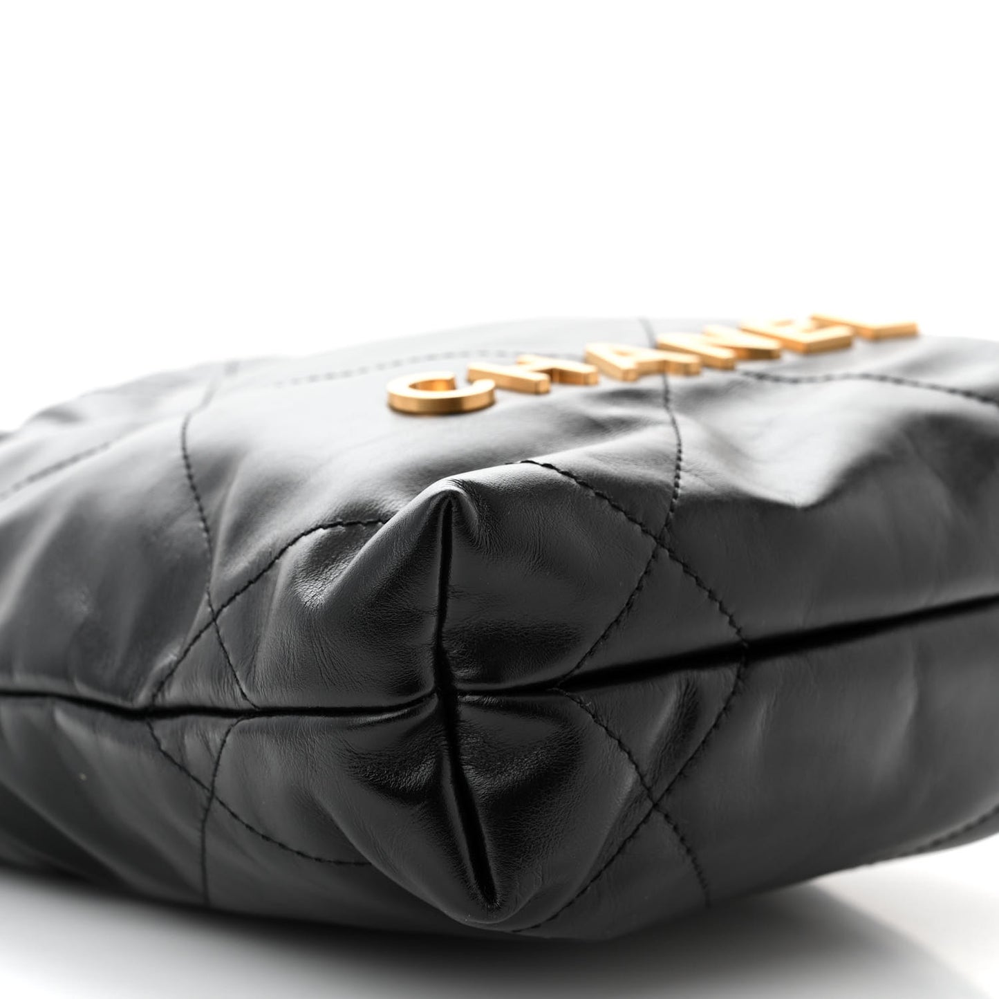 Shiny Calfskin Quilted Mini Chanel 22 Black