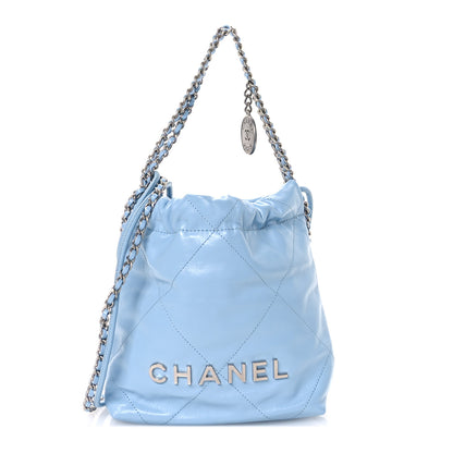 Chanel Shiny Calfskin Quilted Mini Chanel 22 Light Blue 1 of 10