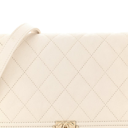 Chanel Caviar Quilted Boy Wallet On Chain WOC White 9 of 14