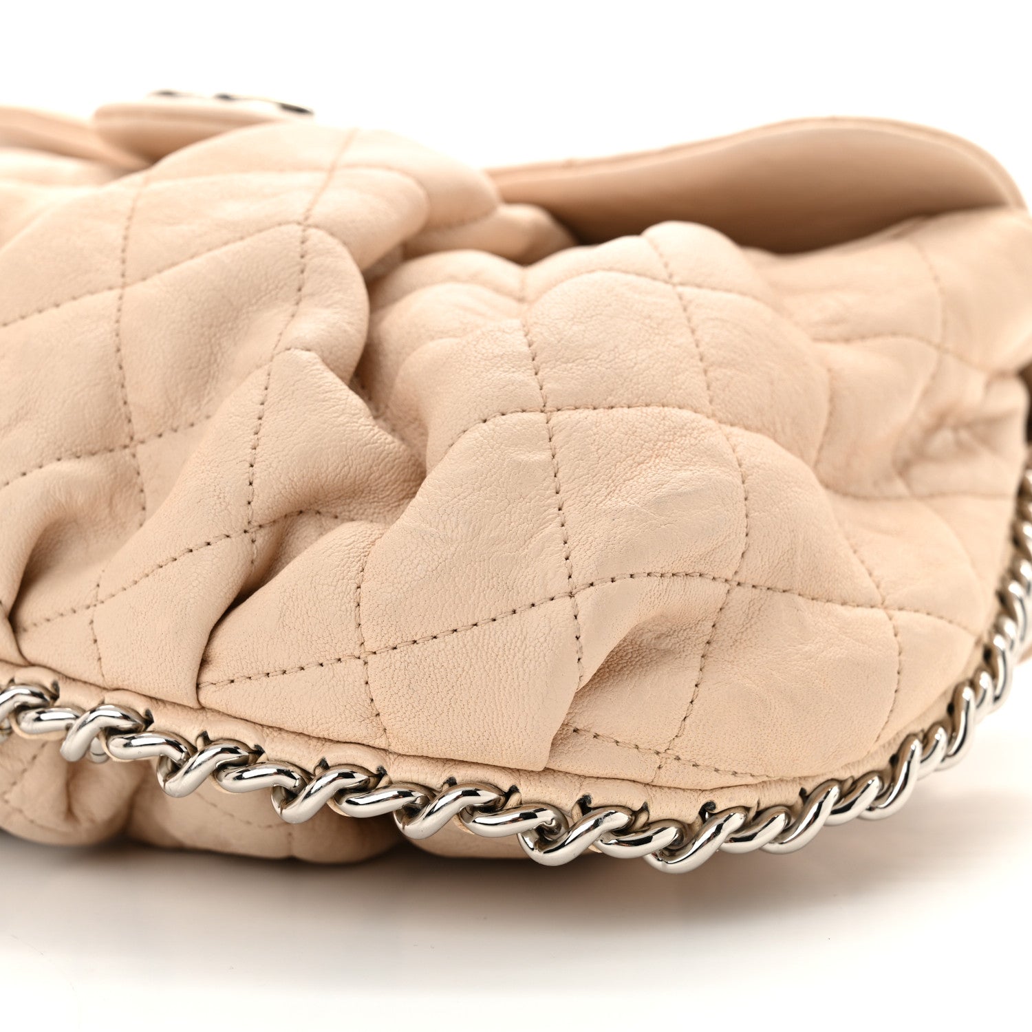 Chanel Washed Lambskin Quilted Medium Chain Around Messenger Beige 10 of 11