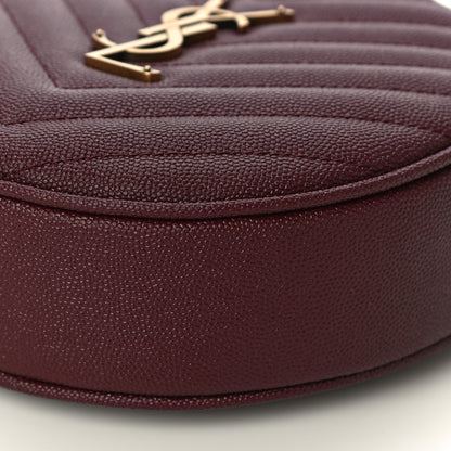 Saint Laurent Grain De Poudre Matelasse Chevron Quilted Round Vinyle Camera Bag Rouge Legion 9 of 10
