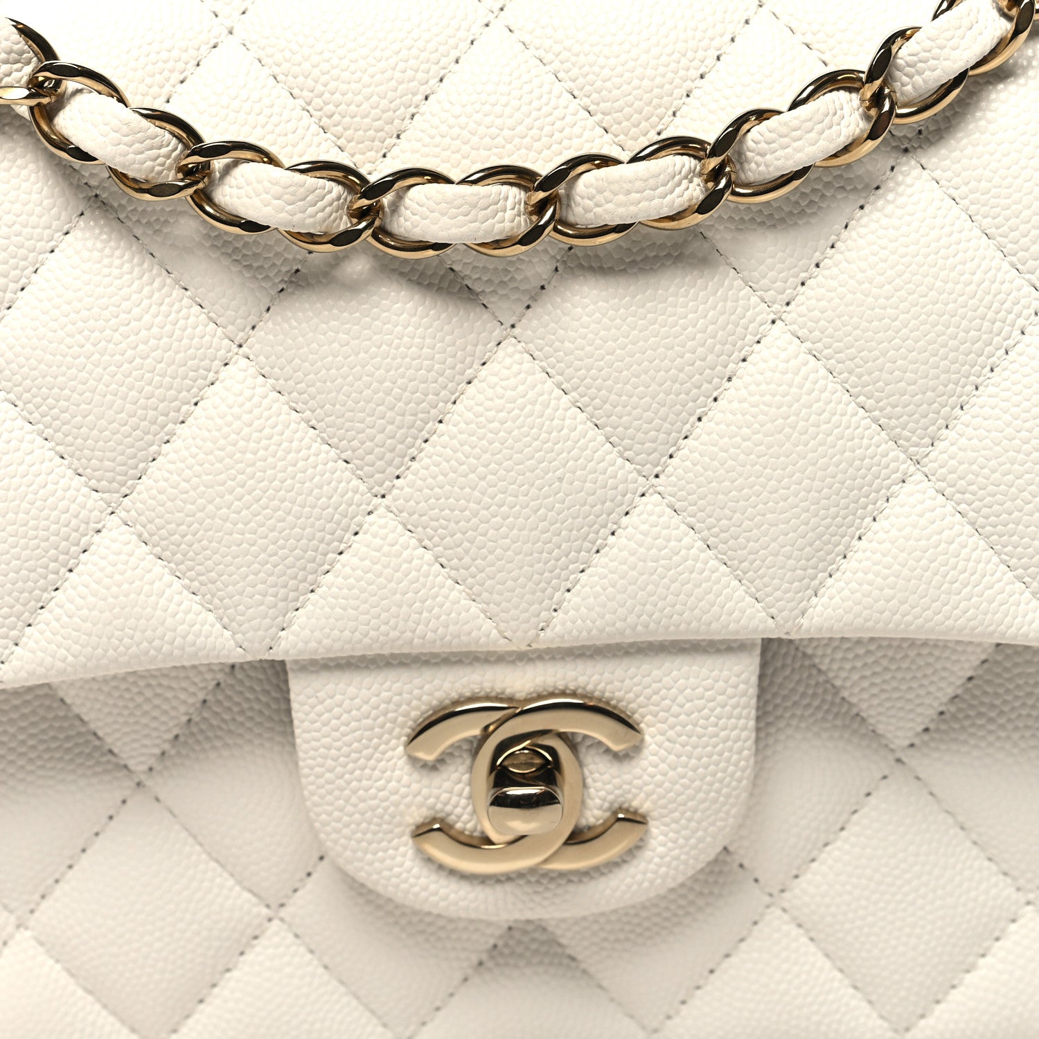 Chanel Caviar Quilted Medium Double Flap White 9 of 12
