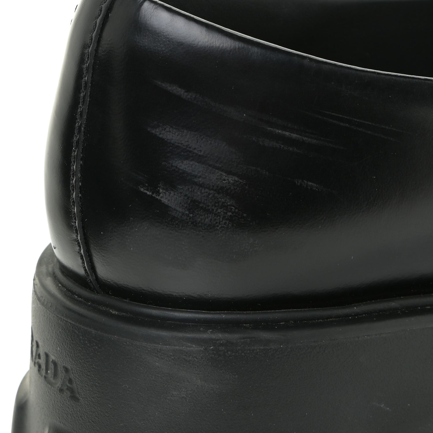 Prada Spazzolato Triangle Logo Monolith Pointy 55mm Loafers 37.5 Black 14 of 17