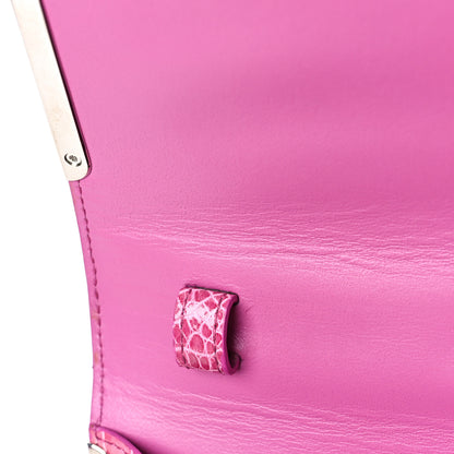 Salvatore Ferragamo Crocodile Bar Clutch Crossbody Bag Pink 9 of 10