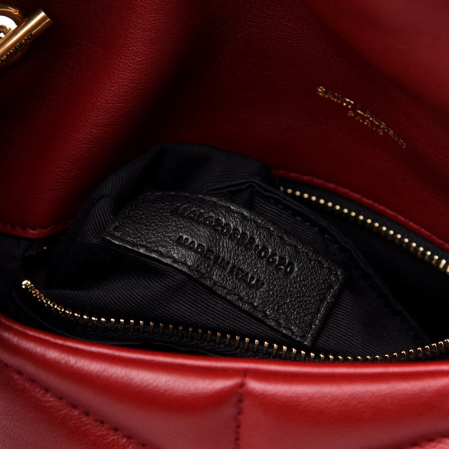 Lambskin Quilted Toy Loulou Puffer Monogram Chain Satchel Red