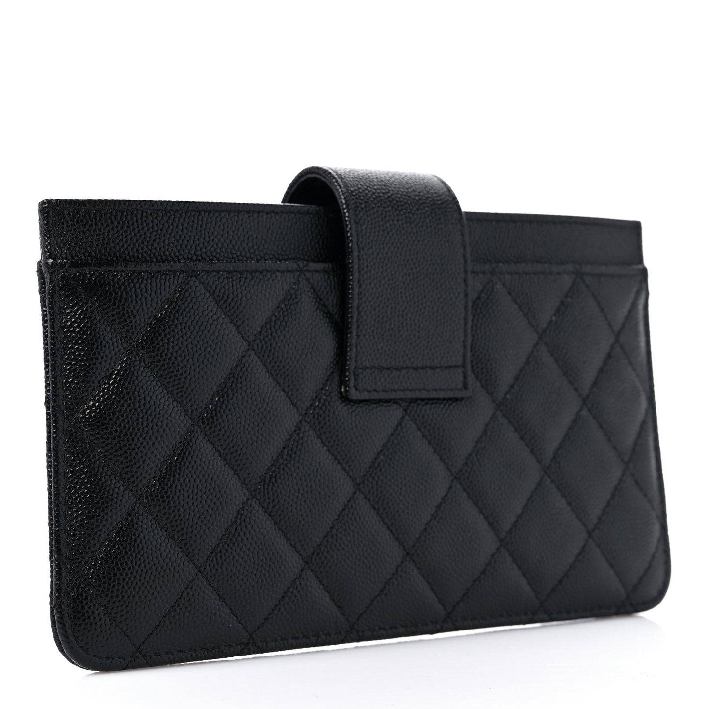 Caviar Quilted Golden Class Strap Pouch Black
