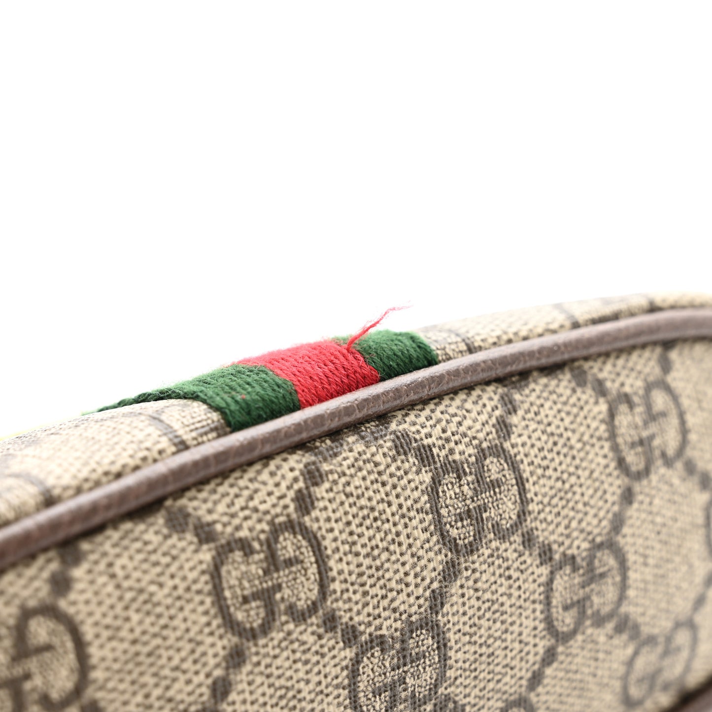 GG Supreme Monogram Textured Calfskin Web Medium Ophidia Cosmetic Case Beige Ebony New Acero