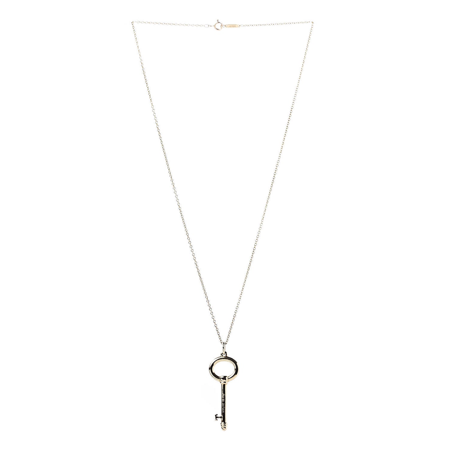 18K Yellow Gold Modern Oval Key Pendant Necklace