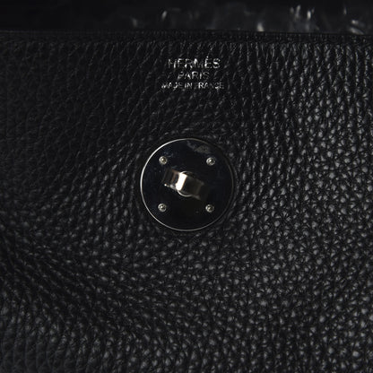 Hermes Taurillon Clemence Lindy 30 Black 8 of 10