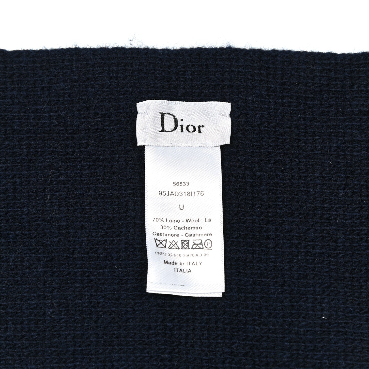 Christian Dior Wool Cashmere J'Adior Scarf Navy 3 of 3