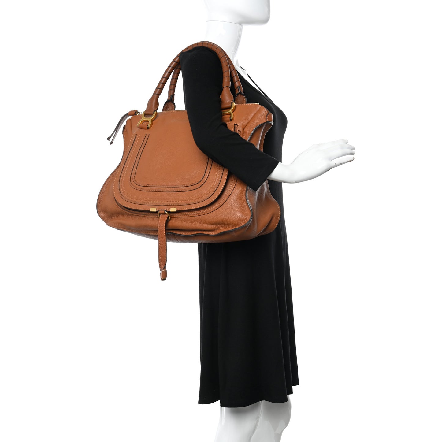 Calfskin Large Marcie Satchel Tan