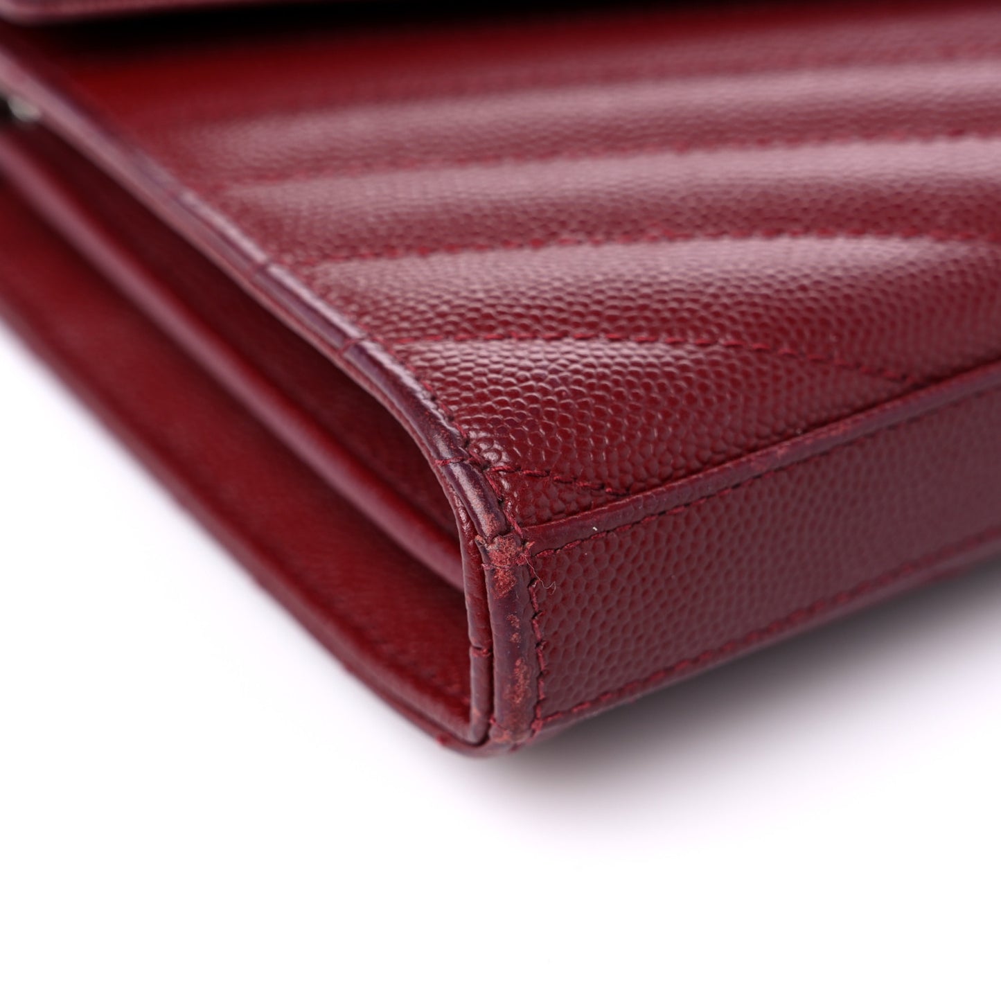 Grain De Poudre Matelasse Chevron Monogram Chain Wallet Palissandre