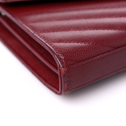 Saint Laurent Grain De Poudre Matelasse Chevron Monogram Chain Wallet Palissandre 7 of 14