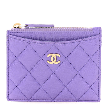 Chanel Caviar Quilted CC Zip Card Holder Purple 1 of 8