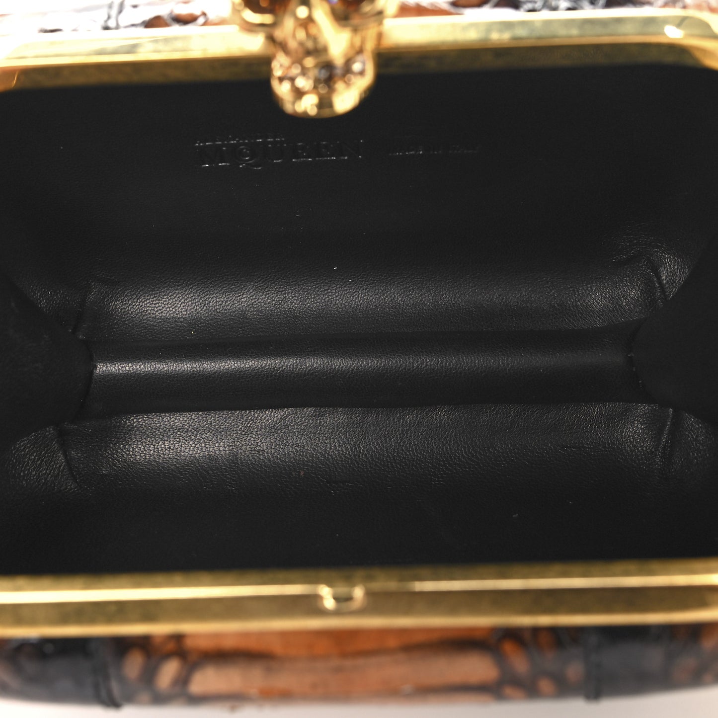 Python Skull Box Clutch Brown