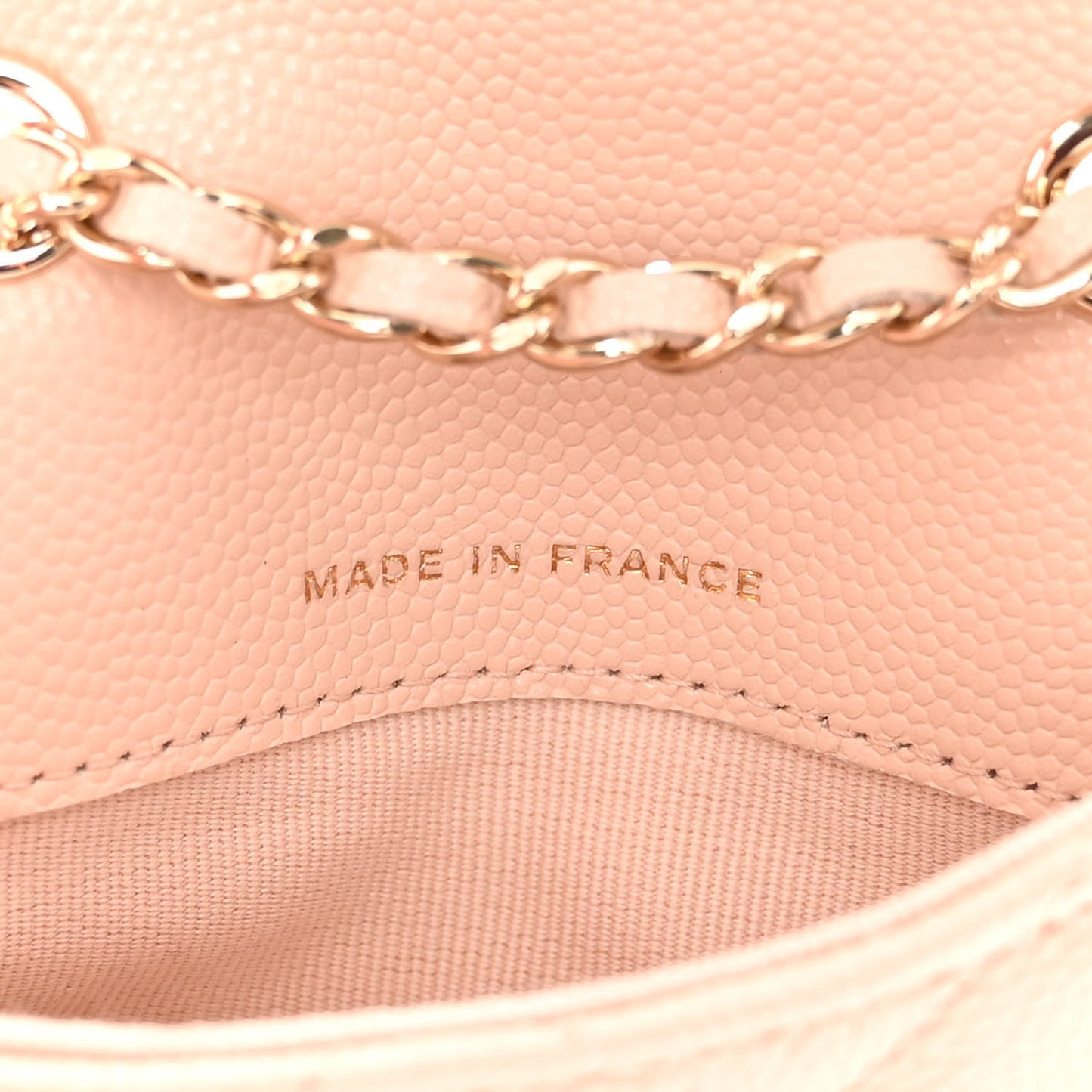 Caviar Quilted Mini Chain Belt Bag Light Beige