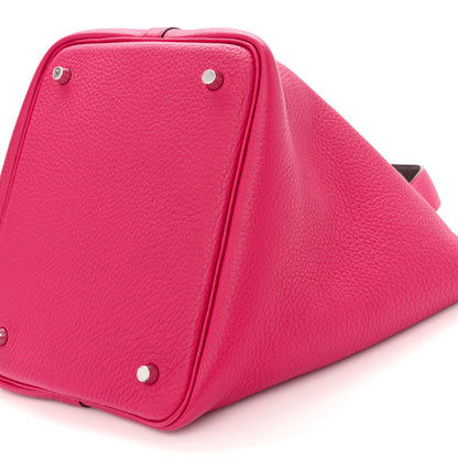 Hermes Taurillon Clemence Swift Eclat Picotin Lock 22 MM Framboise Rouge Sellier 10 of 10
