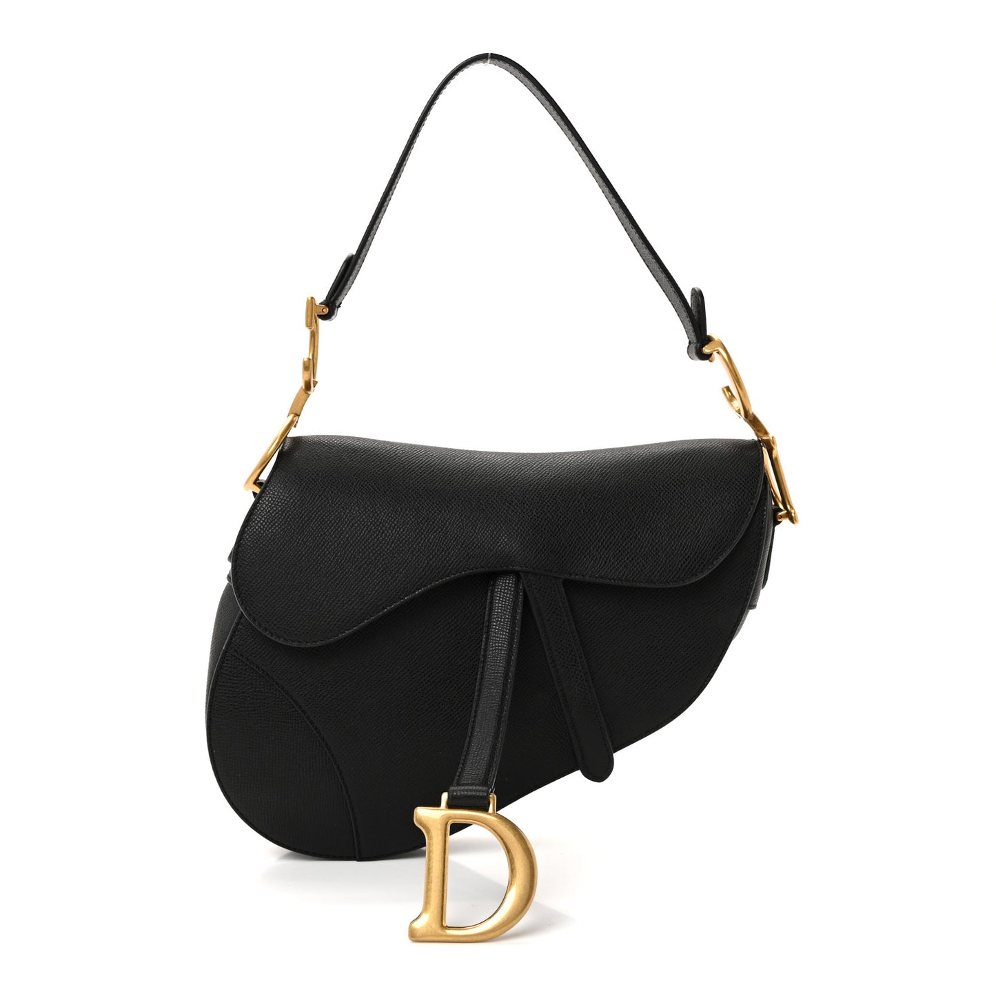 Grained Calfskin Saddle Bag Black