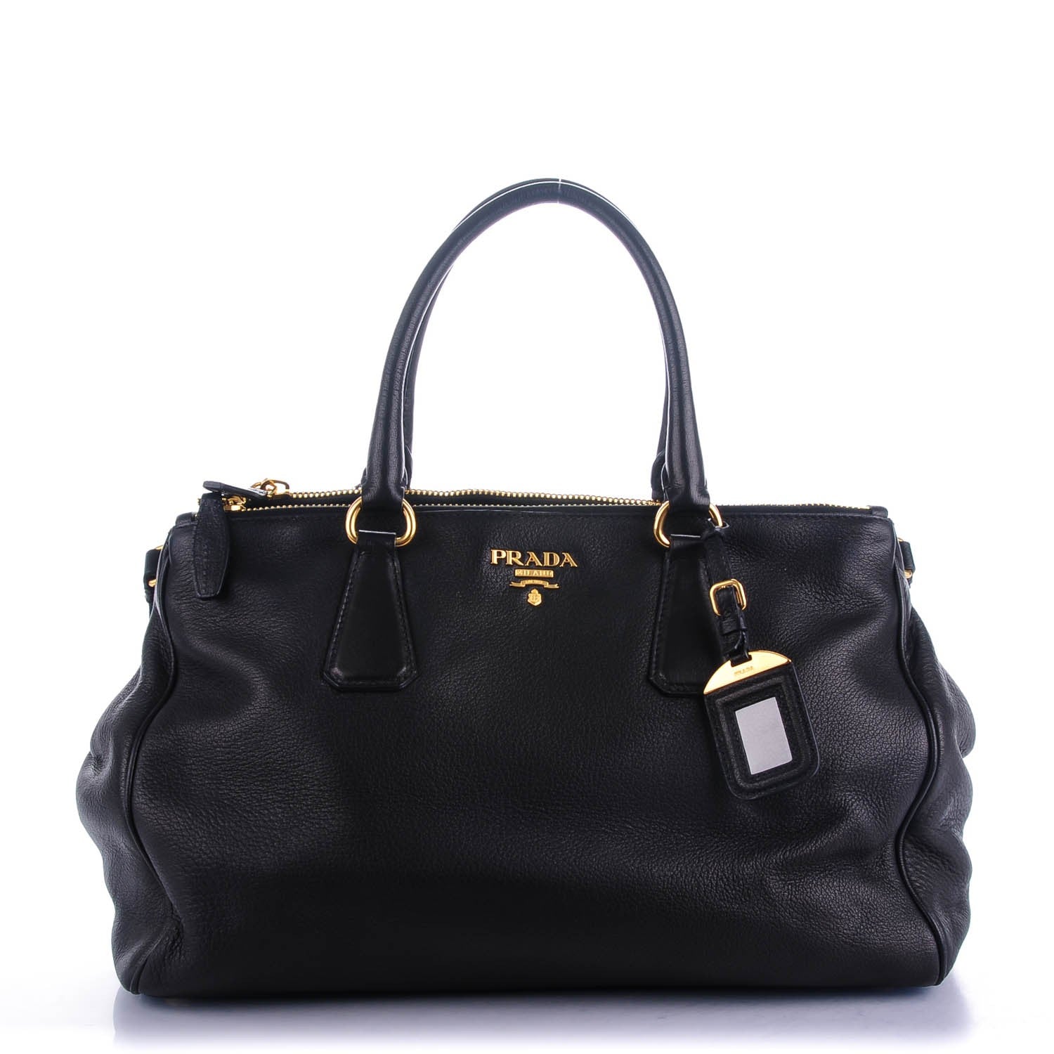 Prada Cervo Double Zip Satchel Nero Black 1 of 7