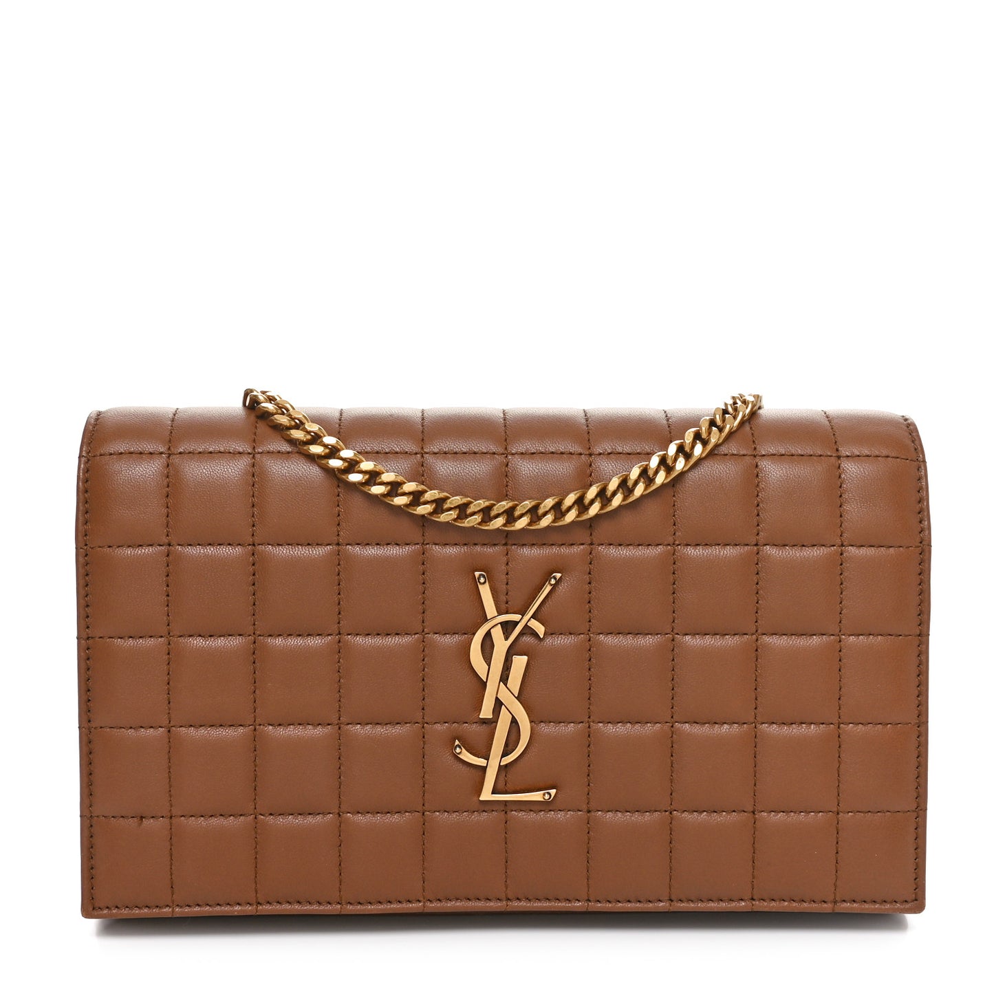 Lambskin Carre Quilted Cassandre Chain Wallet Brown