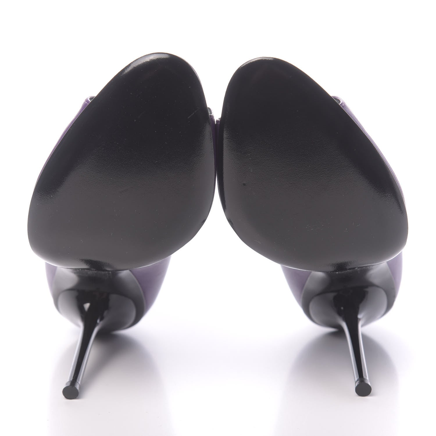 Gucci Calfskin Logo Plate Peep Toe Pumps 38 Purple 5 of 8