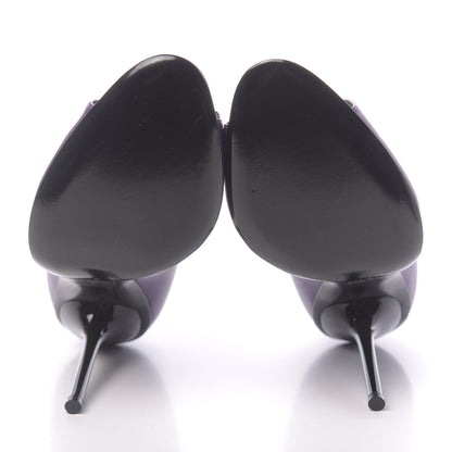 Gucci Calfskin Logo Plate Peep Toe Pumps 38 Purple 5 of 8