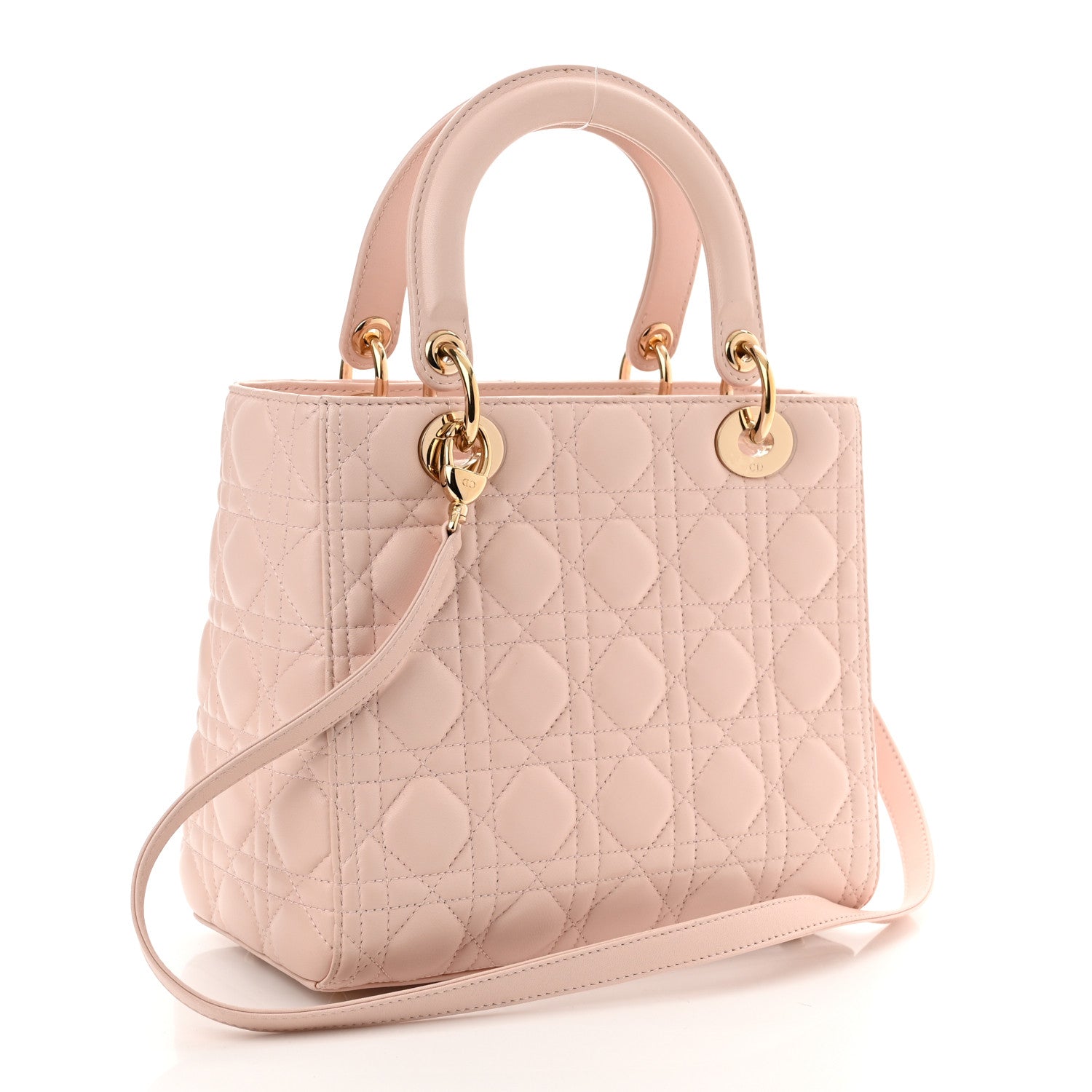 Christian Dior Lambskin Cannage Medium Lady Dior Light Pink 3 of 10