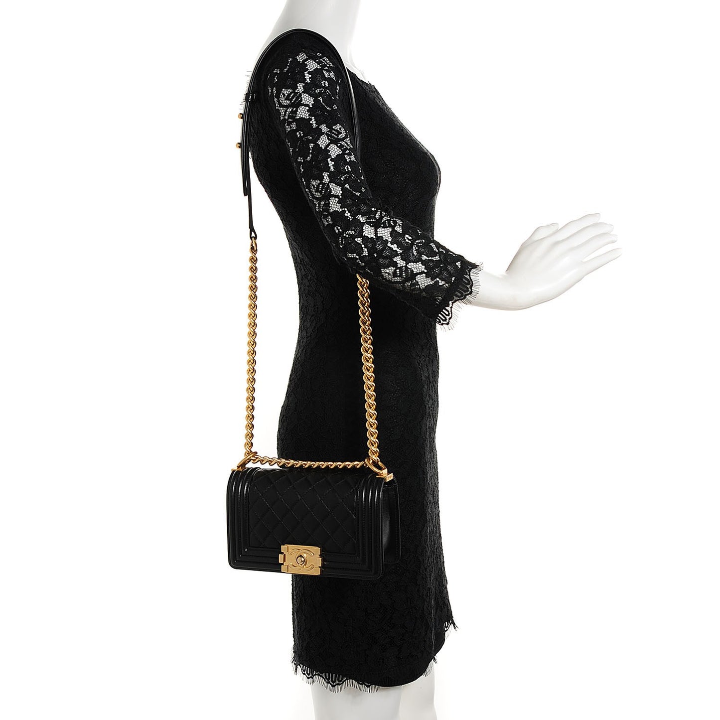 Lambskin Quilted Small Boy Flap Black