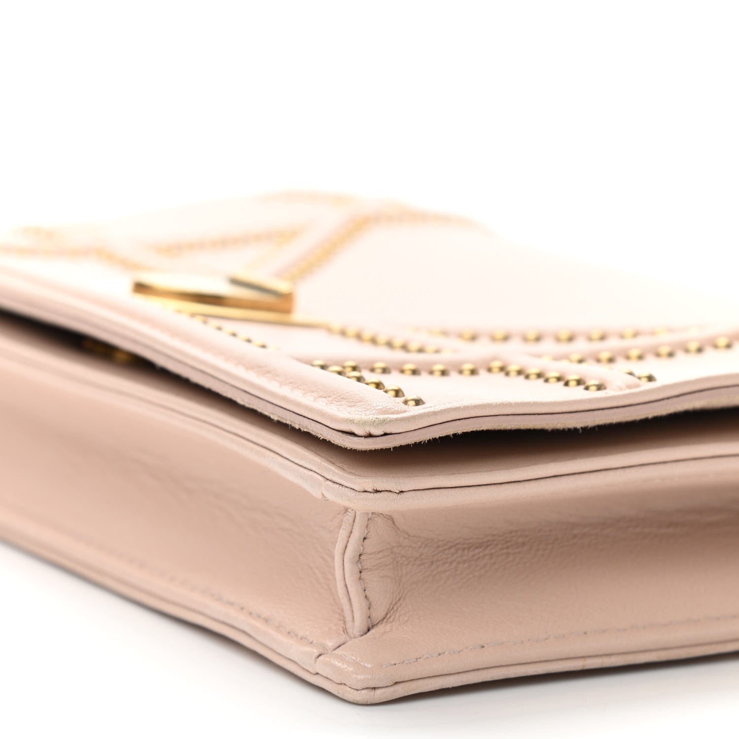 Christian Dior Calfskin Studded Diorama Wallet on Chain Pouch Nude 9 of 9