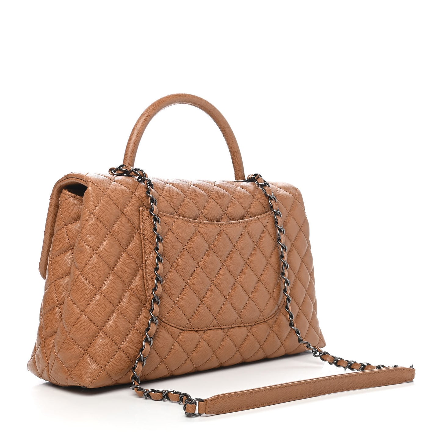 Caviar Quilted Medium Coco Handle Flap Camel