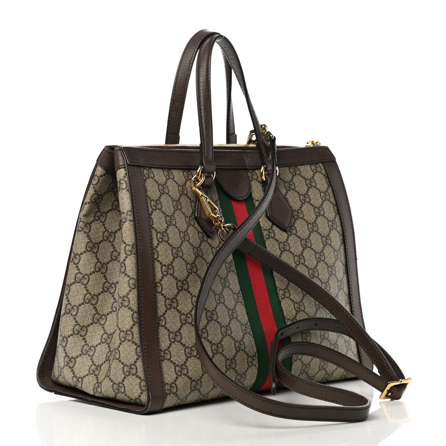 Gucci GG Supreme Monogram Web Medium Ophidia Tote Bag Brown 3 of 16