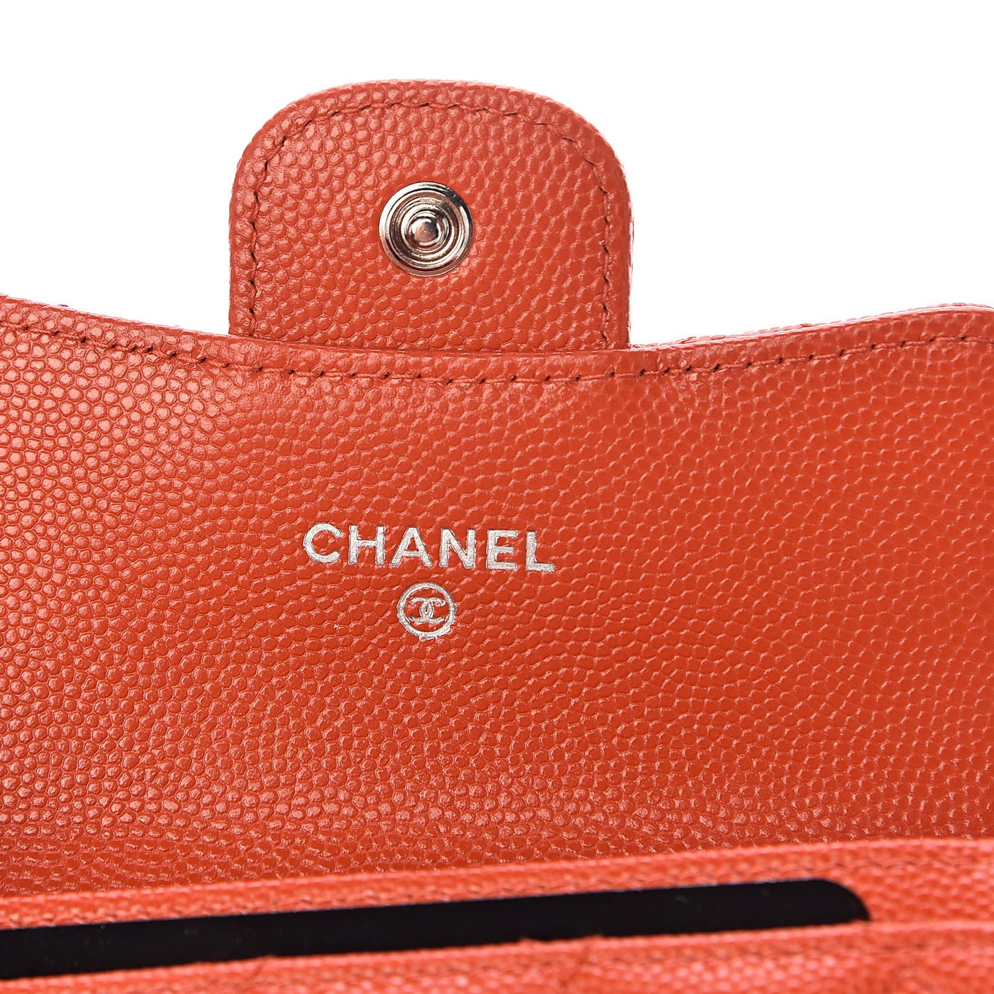 Caviar Quilted Card Holder Orange
