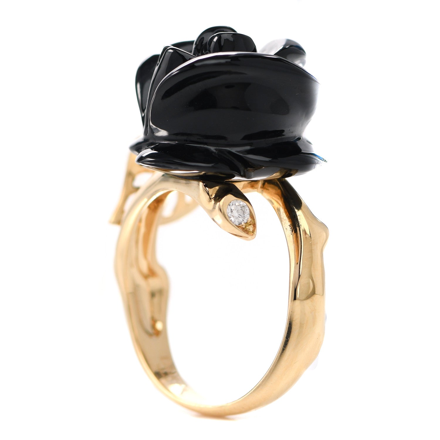 Christian Dior 18K Yellow Gold Diamond Black Onyx Dior Pre Catelan Ring 57 8 1 of 8