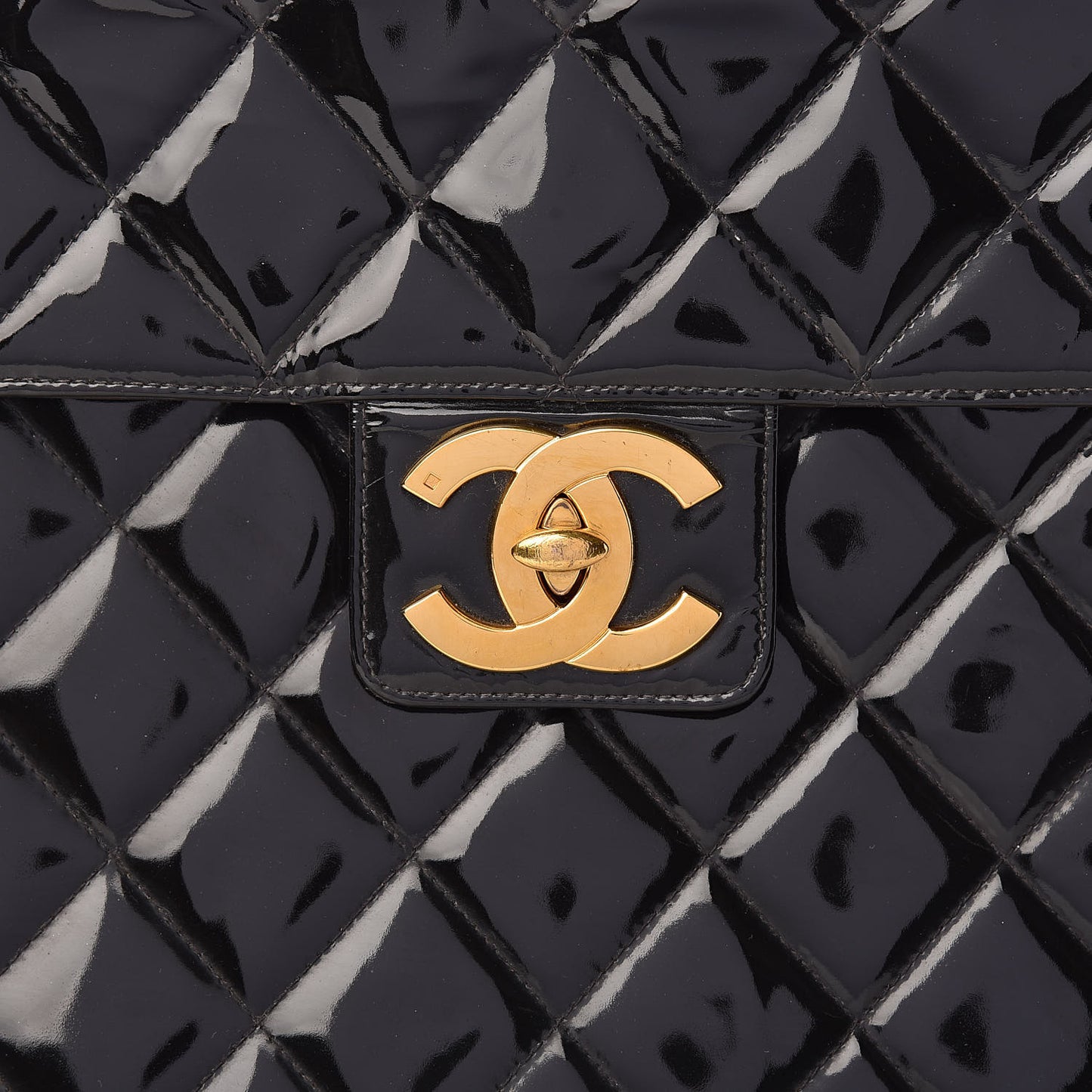 Patent Quilted Briefcase Laptop Bag Black